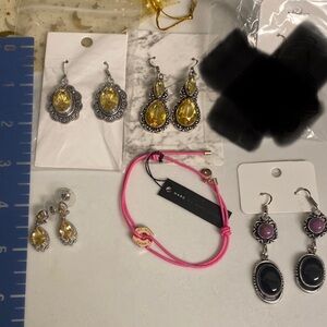 Bundle of synthetic citrine and gemstone earrings